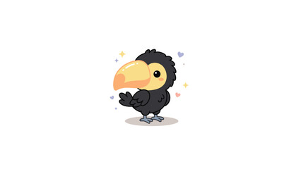 Naklejka premium Tropical toucan cartoon with large orange beak.
