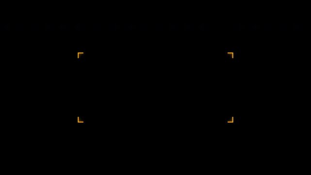 Glowing yellow corner brackets forming rectangular frames on transparent background for hud overlay