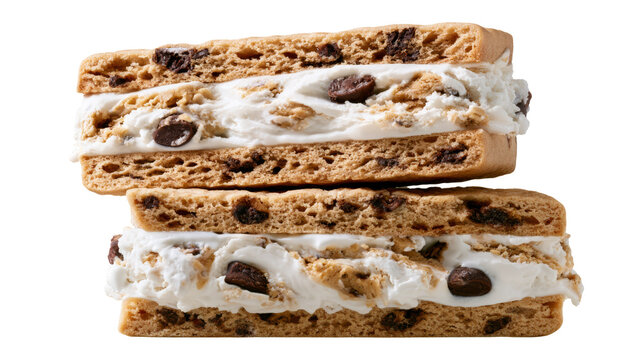 Stacked Chocolate Ice Cream Sandwiches Isolated on White
