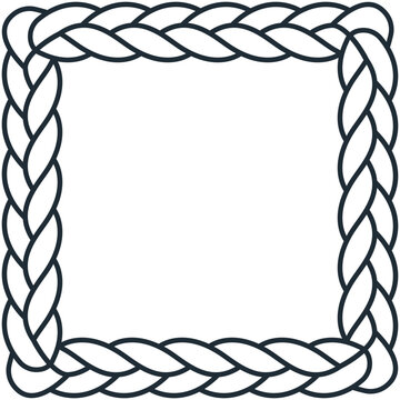 Simple outline square woven braided rope frame border