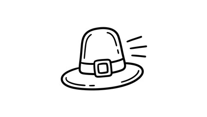 Fototapeta premium Vintage buckle hat hand-drawn pilgrim icon