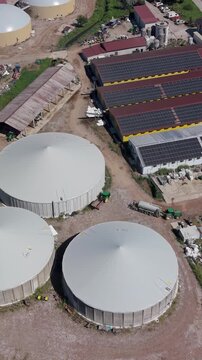 Aerial View of Sustainable Farming, Livestock and Renewable Energy Production in Italy