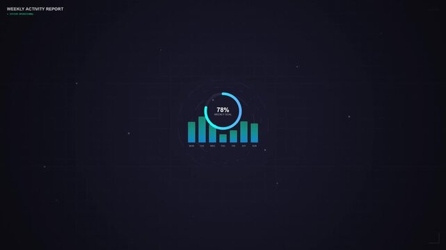 Futuristic digital data visualization loading on dark hud interface