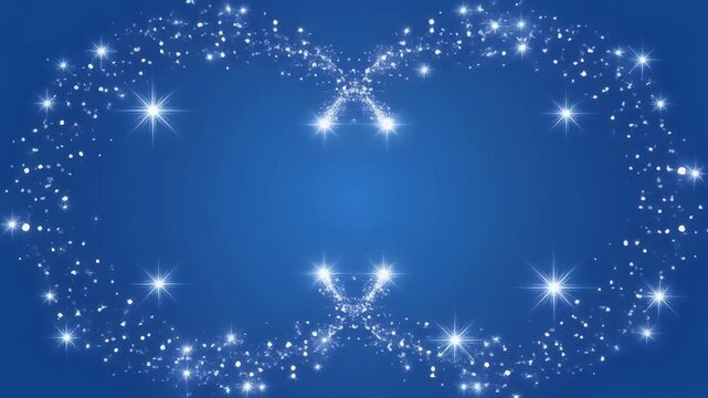 Glowing Stardust Forming Elegant Arcs and Circles Against Deep Blue Gradient Background