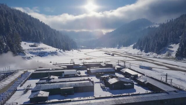 Military base in the snow.