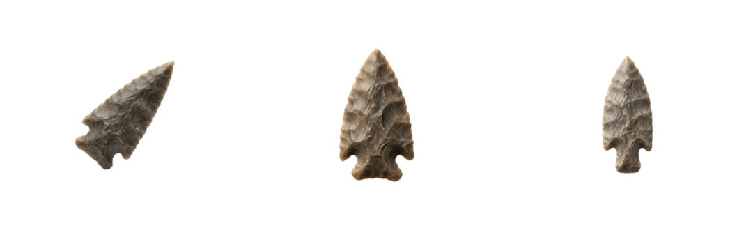 Set of 3 Ancient Stone Arrowheads Prehistoric Artifacts Flint Weapon Points Archaeological Discovery Primitive Hunting Tools Native Tribal Relics Ancient Weaponry Stone Age Relics