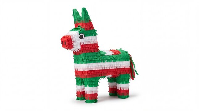 Traditional colorful paper donkey pinata for Mexican fiesta party, festive celebration decoration isolated vector graphic illustration