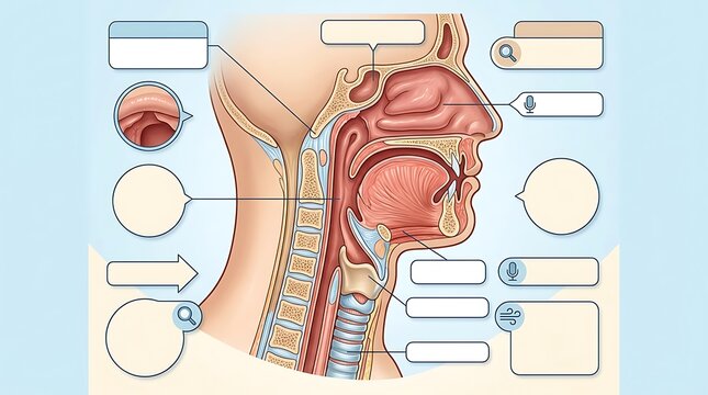 Human head cross section showing respiratory and digestive anatomy