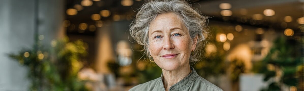 Woman with a green shirt and a green jacket portrait
