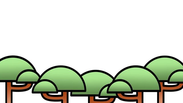 Dense packed forest made of many overlapping green trees with visible trunks creating a thick woodland flat icon illustration modern presentations