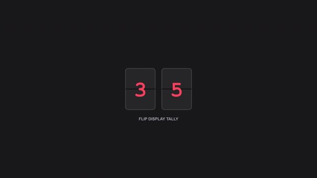 Mechanical flip clock style tally counter with red digits isolated on transparent background