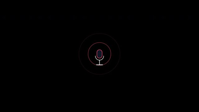 Microphone symbols with radiating sound waves and alpha channel for podcast production