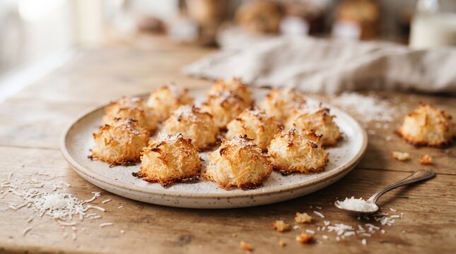 Coconut macaroons on plate
