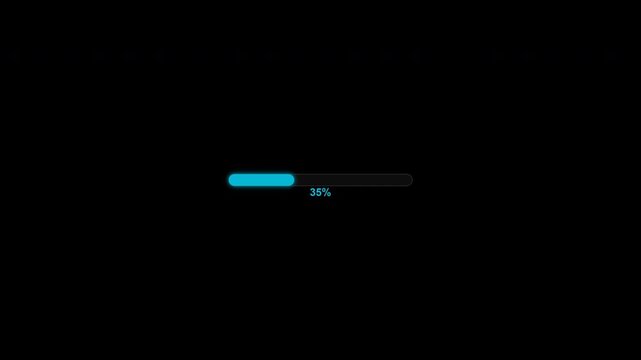 Glowing blue loading bar animation with fluid wave effect and alpha channel overlay