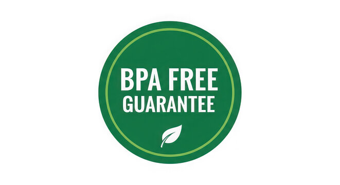 Green circular bpa free guarantee label icon for safe plastic products isolated on transparent background