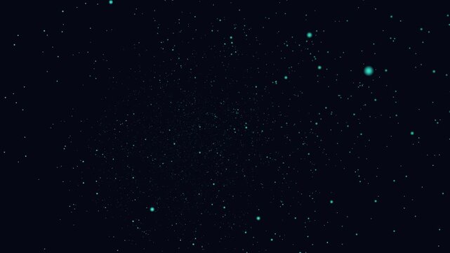 Abstract space background with slowly moving particles in dark blue cosmic galaxy seamless loop motion graphics footage dynamic visual effect element.
