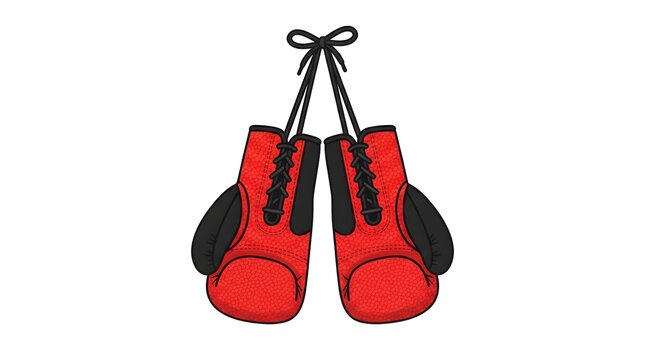 Boxing Gloves Hanging Leather Grain Texture &mdash; Red Black Bold Flat Vector