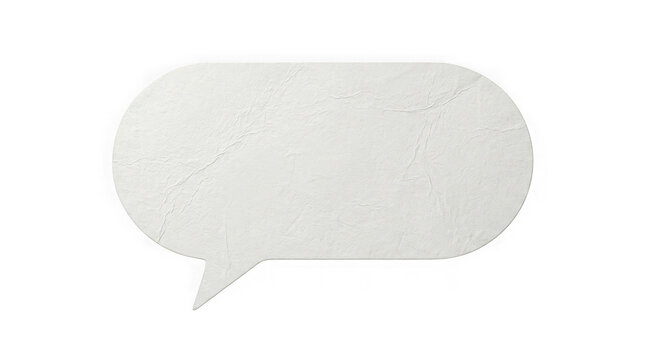 White paper speech bubble with a textured surface isolated on transparent background