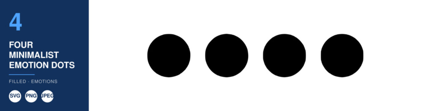 Four Minimalist Emotion Dots Nameplate, Simple Circular Icons, Graphic Design Element, Vector Illustration
