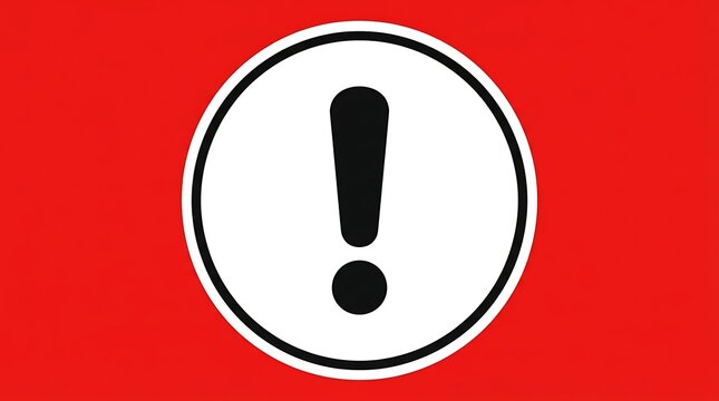 attention warning sign exclamation mark inside circle on red background for alert or danger messages and emergency notifications and urgent information alerts.