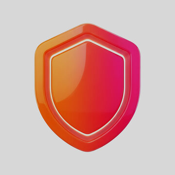 Gradient orange and pink glossy shield icon for mobile application branding and user interface.