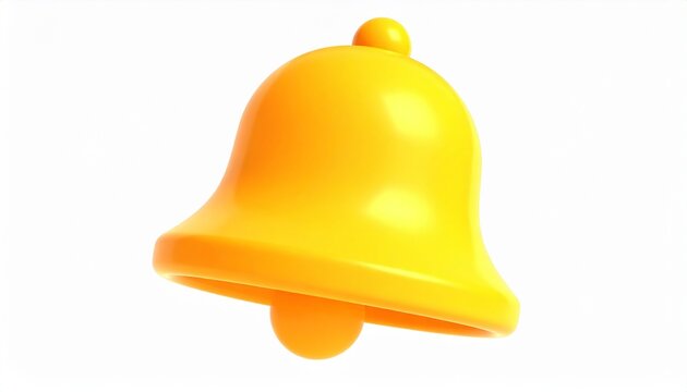 3D Bell Notification Symbol in Glossy Yellow