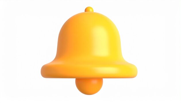 Minimal Yellow Bell Icon 3D Render on White Background