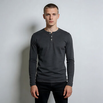 Man, young, casual shirt, shirt, Henley, trousers