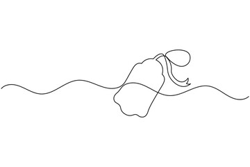 Obraz premium Price tag with decorative ribbon loop one line art continuous one line drawing minimalist vector illustration