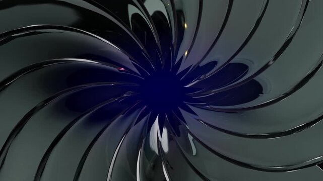 motion crystal background loop animation video torus knot sculpture glossy metallic blue glowing glass helix cyan screensaver vfx