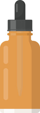 Amber Dropper Bottle Flat Illustration. Essential Oil Bottle Design Element Isolated on White Background
