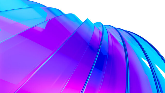 Abstract layered glass forms on white background - 3d illustration