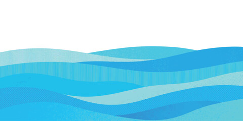 Naklejka premium Abstract blue ocean waves illustration with textured layers representing water flow in a simple flat design