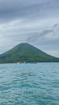 Banda Api volcano island in banda sea Indonesia, Maluku
