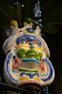 Ragusa Ibla, Sicily 01.03.2020: traditional ceramic Moor's Head