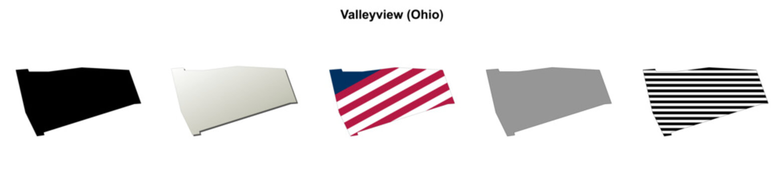 Valleyview (Ohio) blank outline map set