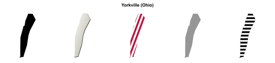 Obraz premium Yorkville (Ohio) blank outline map set