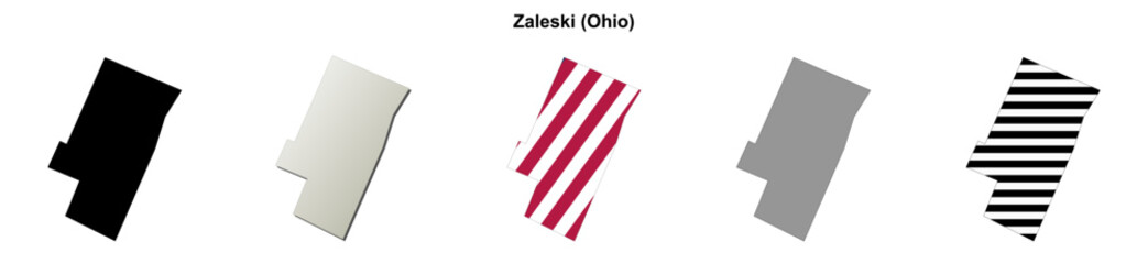 Obraz premium Zaleski (Ohio) blank outline map set
