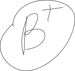 Black Hand Drawn B Plus Grade Mark with Circle, Transparent PNG © Hela
