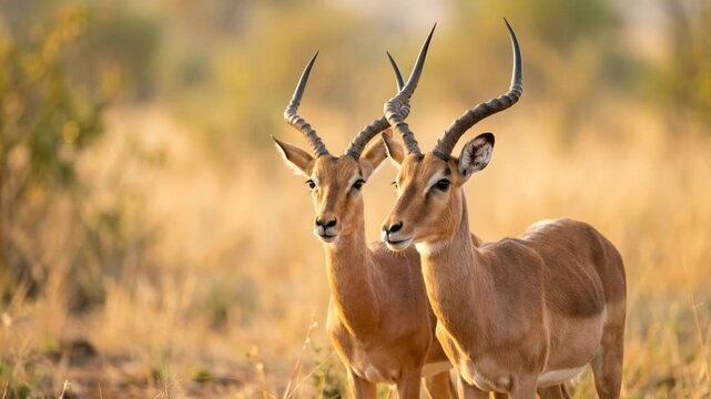 two impala close up at morning light in kruger national park south africa video