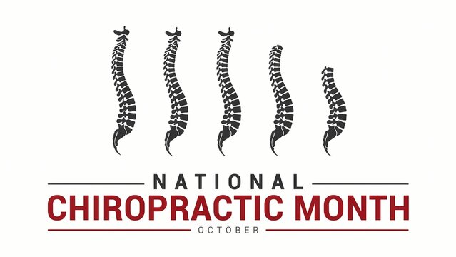 National chiropractic month design with human spine illustration for health and wellness awareness