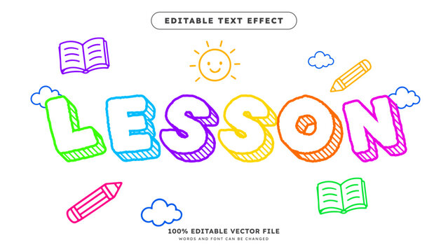 Colorful editable text effect template marker doodle text style