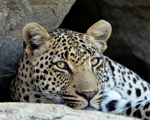 Leopard on rock © Benj