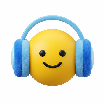 Yellow Round Face Wearing Soft Blue Ear Muffs During The Cold Winter Season Enjoying Music Through Audio Accessories Designed For Warming Ears While Listening To Favorite Songs During Chilly Days