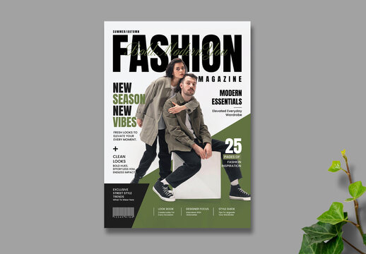 Modern Fashion Magazine Cover Template with Editorial Street Style Design