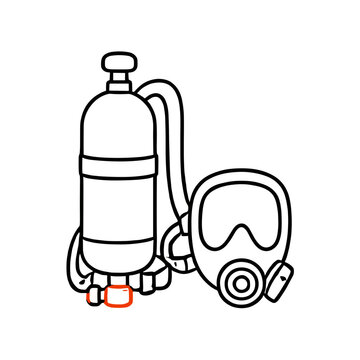 Breathing apparatus firefighter icon vector