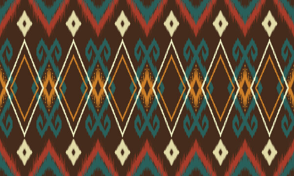 Ikat Pattern concept Handcrafted woven motif with geometric texture, seamless textile pattern. Ikat design for fabric, fashion, wallpaper, decor and craft. I drew this by myself, it&rsquo;s not AI generated