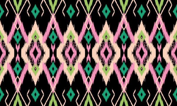 Ikat Pattern concept Traditional woven motif with geometric texture, seamless pattern. Ikat design for fabric, textile, fashion, wallpaper and decor craft. I drew this by myself, it&rsquo;s not AI generated