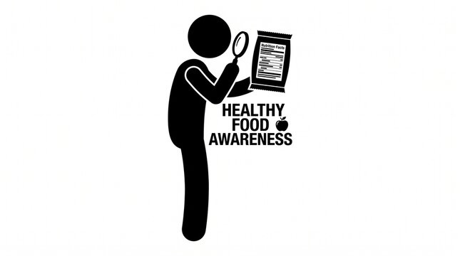 Silhouette of a person examining food product labels for healthy diet awareness