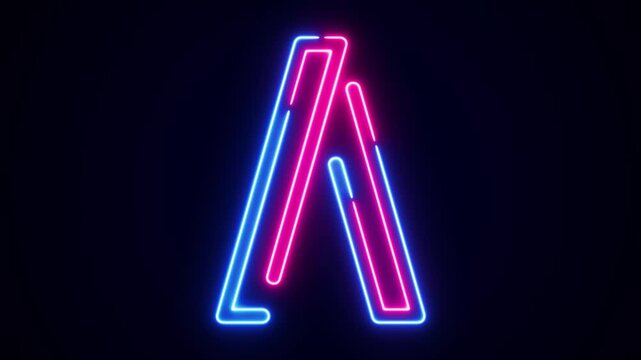 Neon letter A with on black, neon alphabet for banner, english alphabet in neon style. All capital alphabets neon animation, pink blue neon font letter animation, led letter, Appearance of the letter